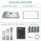 Vertical Laminar Flow-Hood Fan-Filter-Unit Yzzwer - FFU HEPA Filters for Class 100/ISO 5 Cleanliness in Clean Mycology and Mushroom Room 47.2" x 23.6" x 29" Working Area 110V