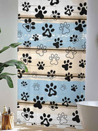 Sheer Curtains 84 Inches Long, Blue Beige Paw Print Semi Sheer Curtains Light Filtering Window Treatment, Vintage Farmhouse Rustic Wooden Grain Privacy Voile Drapes for Living Room Bedroom 52x84 Inch
