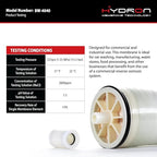 Hydron BW-4040 Reverse Osmosis Membrane – 4" x 40", 2400 GPD | High Performance for Commercial, Industrial, Agricultural, Whole House | Compatible with AG4040FF, AG4040TF, TW30-4040, RE4040-BE