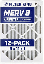 Filter King 9x11x1 Air Filter | 12-PACK | MERV 8 HVAC Pleated A/C Furnace Filters | MADE IN USA | Actual Size: 9 x 11 x .75"