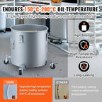 VEVOR 10 Gallon Fryer Grease Bucket, Oil Disposal Bucket Caddy on Wheels, Rust-proof Coated Carbon Steel Fryer Oil Transport Container with Filter Bag, Lid & Lock Clips for Cooking Oil Filtering