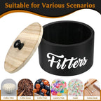 Wooden Coffee Filter Holder with Lid, Basket Coffee Filter Storage Container for Counter, Rustic Farmhouse Café Bar Decor, 50 Count Capacity (Black)