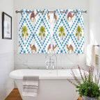2 Panel Kitchen Cafe Curtains, Camels Palm Trees Sunlight Filtering Nature Air Through, Home Decor Window Covering Tier Curtains for Bedroom Living Room Tropical Desert Animal Plants Polka Dot