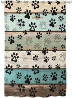 Sheer Curtains 63 Inch Length, Sage Green Brown Paw Prints Semi Sheer Curtains Light Filtering Window Treatment, Vintage Farmhouse Wooden Grain Privacy Voile Drapes for Living Room Bedroom 52x63 Inch