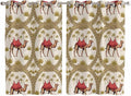 2 Panel Kitchen Cafe Curtains, Camels Palm Trees Sunlight Filtering Nature Air Through, Window Decor Tier Curtains for Living Room 104W x 72L inch Desert Date Coconut Trees Leaves Cords Beige