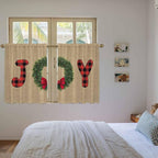 Red Green Christmas Kitchen Curtains 54 Inch Long 2 Panel Set, Rod Pocket Window Curtains Panels, Xmas Botanical Winter Farmhouse Light Filtering Privacy Draperies for Bedroom Laundry 42"W x 54"L