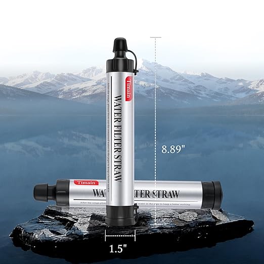 Timain 4-Stage Filtration,High Flow Rate Water Filter Straw,Water Purifier Survival for Emergency Kits,Travel,Camping, Hiking,Fishing,Hunting (1)