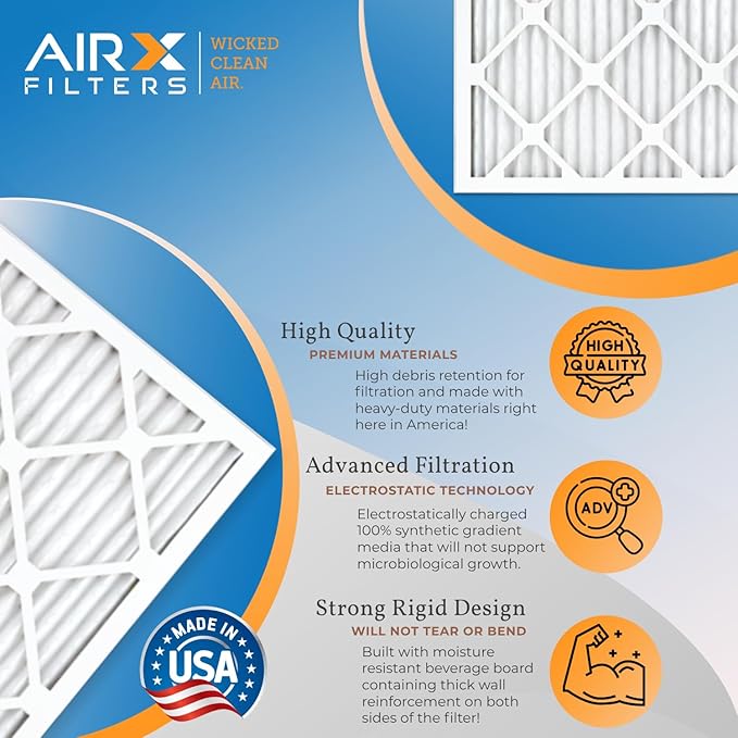 AIRX FILTERS WICKED CLEAN AIR. 16x25x1 Air Filter MERV 11 Electrostatic Pleated Air Conditioner Filter 4 Pack HVAC AC Furnace Filters
