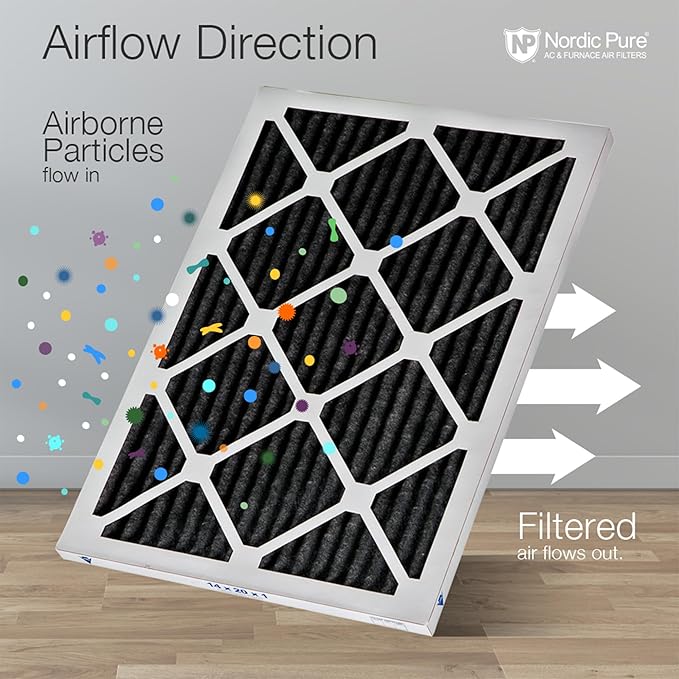 Nordic Pure 12x24x1 (Actual Size: 11 1/2 x 23 1/2 x 3/4) Pure Carbon Pleated Odor Reduction Furnace Air Filters 12 Pack