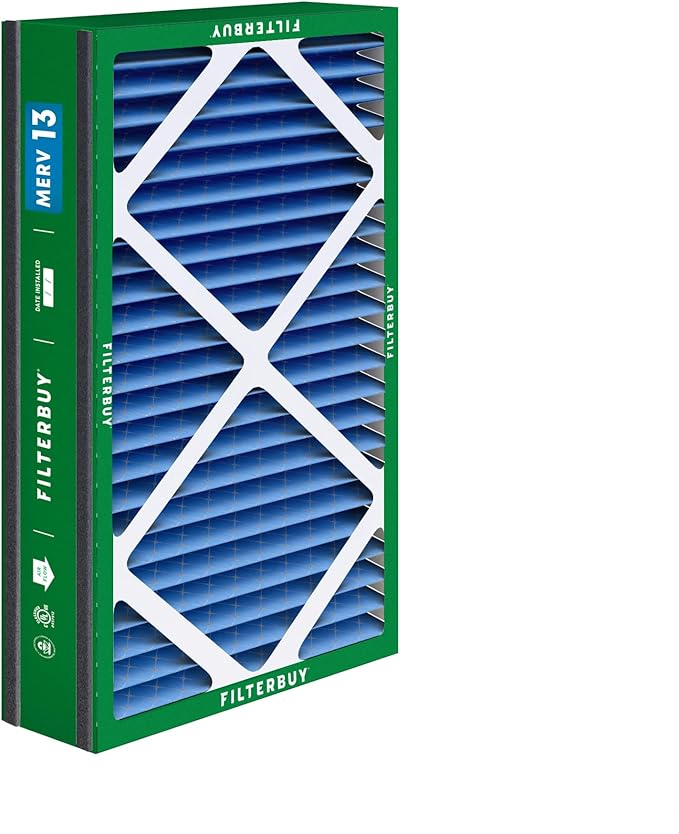 Filterbuy 16x25x3 Air Filter MERV 13 Optimal Smoke & Allergy Defense (4-Pack), Electrostatic Pleated HVAC AC Furnace Filters for Trion Air Bear, Lennox X0581 & More (Actual Size: 15.63 x 24.13 x 3.00)