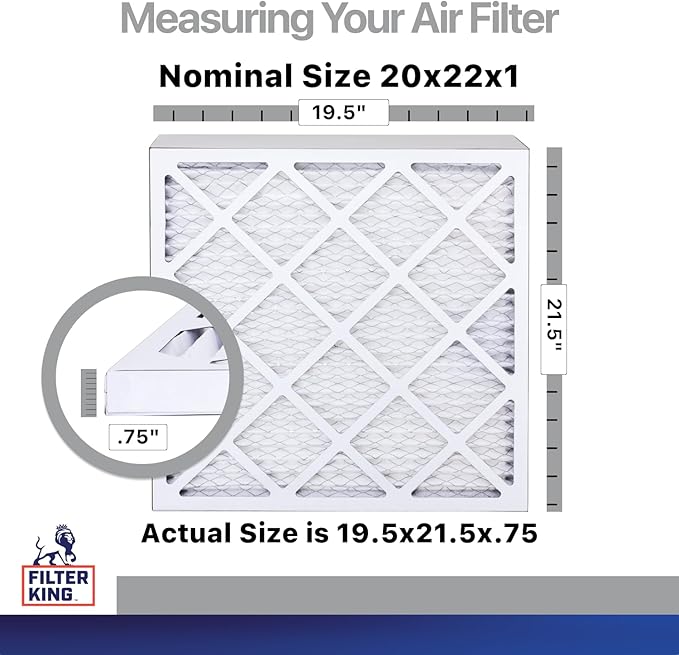 Filter King 20x22x1 Air Filter | 4-PACK | Carbon MERV 8 HVAC Pleated A/C Furnace Filters | MADE IN USA | Actual Size: 19.5 x 21.5 x .75"
