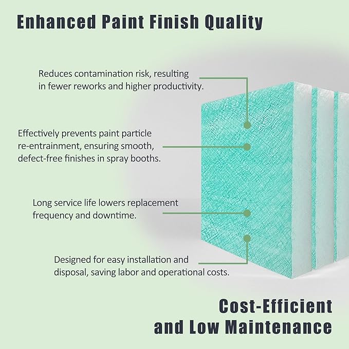 Spray Booth Air Filter Fiberglass Exhaust Green in Paint Booth 15g Green (20" x 20"(100/case))