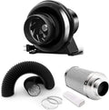 iPower 4 Inch 195 CFM Inline Fan, Air Circulation Vent Blower, Air Carbon Filter and 8 Feet Flexible Ducting for Grow Tent Ventilation, Exhaust, HVAC Heating Cooling