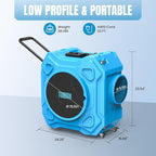 Air Scrubber with 3-Stage Filtration, 970CFM HEPA Air Scrubber Negative Air Machine with Lockable 360° Wheels & Auto-Foldable Handle, Portable Heavy Duty Air Cleaner for Home Industrial Commercial Use