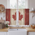Canada Kitchen Curtains, Red Maple Leaf Flag Vintage Farmhouse Wooden Grain Light Filtering Window Curtain Panels, 2Pcs Rod Pocket Window Treatments Set for Study Room Bathroom Bedroom 52x54 Inches