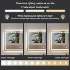 Bathroom Mirror with LED Lights，LED Bathroom Mirror，Illuminated Led Bathroom Mirror with Demister Pad，Illuminated LED Bathroom Mirror,3 Colours Backlit Makeup Mirror(B,H70*W90cm/H27.6*W35.4IN)