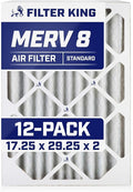 Filter King 17.25x29.25x2 Air Filter | 12-PACK | MERV 8 HVAC Pleated A/C Furnace Filters | MADE IN USA | Actual Size: 17.25 x 29.25 x 1.75"