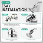 Cobbe HD HEAVY DUTY High Output Shower Filter 2 Pack – 99% REMOVAL Shower Head Filter for Hard Water, Heavy Metals, Chlorine and Harmful Substance, Improve your skin and hair - Chrome