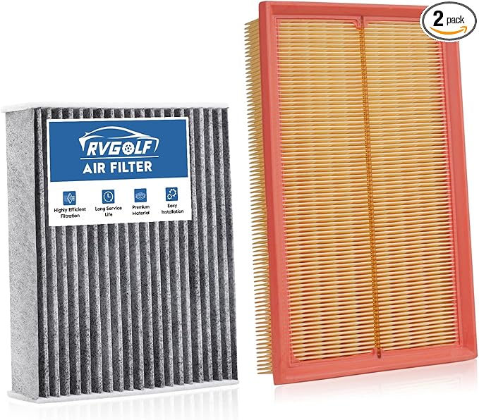 Engine+Cabin Air Filters Set Fit for 2019-2021 Volkswagen Golf 1.4L, 2019-2021 Jetta 1.4L Engine Air Filter Replacement Automotive Accessories CF11643 5QM129620B