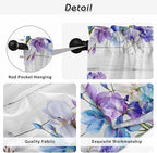 Spring Flowers Kitchen Curtains, Watercolor Garden Florals Wooden Grain Light Filtering Window Curtain Panels, 2Pcs Rod Pocket Window Treatments Set for Cabin Bathroom Bedroom 52x45 Inches