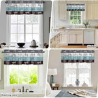 Laundry Rules Valances for Windows, Retro Blue White Wood Board Grain Kitchen Valance Light Filtering Rod Pocket Short Curtains for Kitchen Bathroom, 1 Panel, 56"x16"