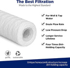 Membrane Solutions 10 Micron 10"x2.5" String Wound Whole House Water Filter Replacement Cartridge Universal Sediment Filters for Well Water - 6 Pack