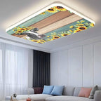 Fluorescent Light Covers Farm Cow Sunflower Magnetic Light Filters Vintage Blue Green Wood Grain Ceiling Light Covers for Classroom Office Home Drop Ceiling Lamp Decor 1 Piece