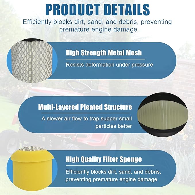 793569 793685 Air Filter Compatible with B&S 793569 4241 5415 John Dee-re GY21055 MIU11511 LA125 LA115 Craftsman YT3000 LT2000 Lawn Mower Tractor by Podoy