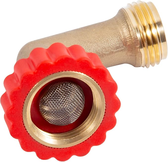 Lead-Free Brass 90 Degree Hose Saver,90°Hose Elbow Fitting Quick Swivel Connect Adapter,Thread Size 3/4" Connectors,Hose Protector with Water Filter（2 Pcs）