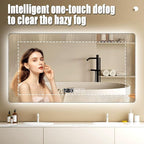Backlit LED Illuminated Bathroom Mirror with LED Lights, Lighted Bathroom Makeup Wall Mounted Mirror with Demister Pad, Sensor Touch Switch, Horizontal/Vertical(A,H70*W90CM/H27.5*W35.4IN)