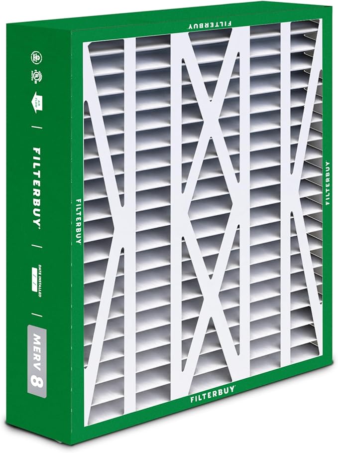 Filterbuy 20x23x5 Air Filter MERV 8 Essential Dust & Allergy Defense (2-Pack), Pleated HVAC AC Furnace Filters for Bryant, Carrier, BDP, Day & Night, and Payne (Actual Size: 19.81 x 22.56 x 4.25)