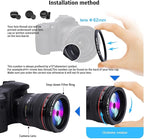 62mm Lens to 58mm Camera Lens Adapter,62mm to 58mm Filter Step up Ring Adapter Ring,Compatible All 58mm Filter Accessory
