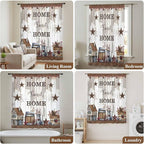 Farmhouse Sheer Curtains 96 Inch Length Retro Country Star Berry Vintage Wood Grain Chiffon Curtain for Bedroom Living Room Light Filtering Rod Pocket Window Treatments Voile Curtains Drapes