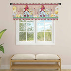 Ladybug Gnome Sheer Valance Curtains, Country Summer Rustic White Yellow Daisy Floral Wood Grain Light Filtering Kitchen Valances Rod Pocket Voile Curtain for Bedroom/Living Room/Basement 42Wx18L
