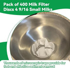 400 Pack Milk Filter Discs Quick Flow Non-gauze Small 4-9/16" Od Replacement Filters Disks for Raw Milk Strainer 200 Discs Per Box