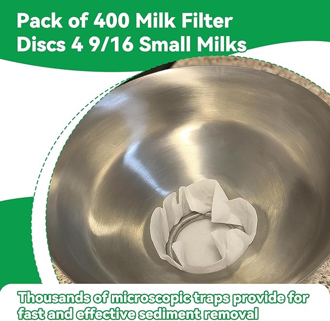 400 Pack Milk Filter Discs Quick Flow Non-gauze Small 4-9/16" Od Replacement Filters Disks for Raw Milk Strainer 200 Discs Per Box