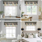 Easter Sheer Valances for Windows 42"x12", Light Filtering Kitchen Curtains Valance, Spring Watercolor Bunny Eggs Flower Leaf Wood Grain Rod Pocket Chiffon Curtains for Living Room Bedroom Cafe