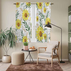 Yellow Daisy Kitchen Curtains, Farmhouse Country Flower Leaf Plant Wood Grain Light Filtering Window Curtain Panels, 2Pcs Rod Pocket Window Treatments Set for Living Room Bathroom Bedroom 42x63 Inches