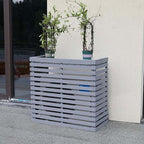 Wood Air Conditioner Fence Screen - Hide Outdoor Unit Stylishly with Tall Weatherproof Shutters Central Air Conditioner Covers (Gray L105Xw45Xh95Cm)