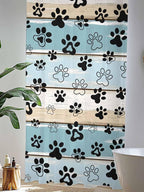 Sheer Curtains 108 Inches Long, Blue Beige Paw Print Semi Sheer Curtains Light Filtering Window Treatment, Vintage Farmhouse Country Wood Grain Privacy Voile Drapes for Living Room Bedroom 52x108 Inch