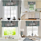 Gone Fishing Valances for Windows, Bronze Wood Grain Kitchen Valance Light Filtering Rod Pocket Short Curtains for Kitchen Bathroom, 1 Panel, 54"x18"