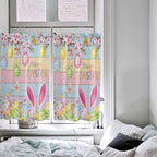Colorful Easter Kitchen Curtains 54 Inches length, Spring Watercolor Bunny Egg Flower Wood Grain Window Treatment Curtain Drapes, Decorative Window Curtains for Bedroom Cafe, 52"x54", 2 Panels