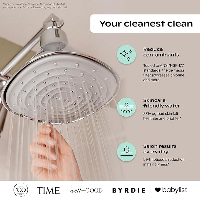 Canopy Filtered Shower Head - High Pressure Shower Head Filter for Hard Water - Shower Filter To Remove Impurities for Healthier Scalp, Skin & Hair - Reduce Dry Skin & Breakage - Black Shower Head
