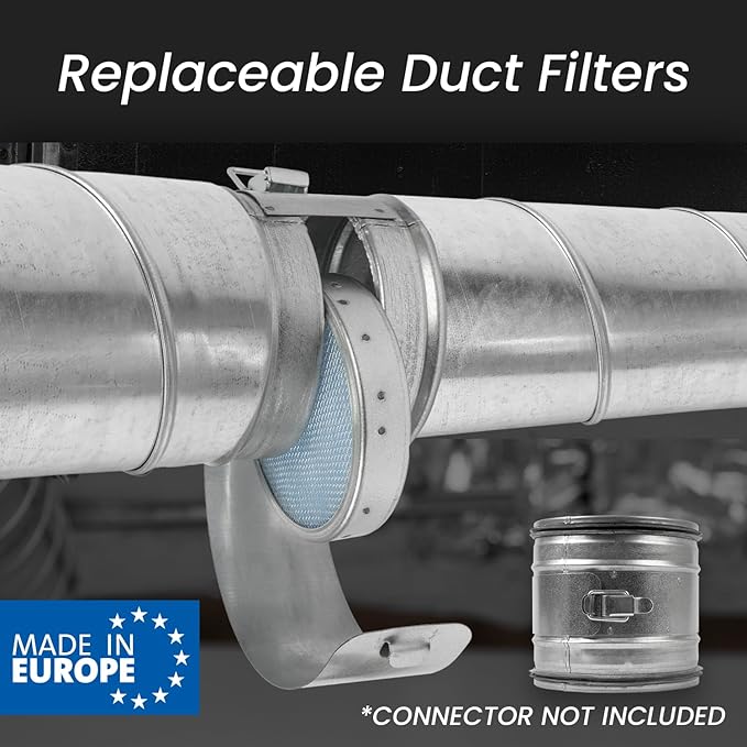 4" Inch Filter Replacement - Round Duct Filter System - G4 Class Filter and Mesh Screen - Dust Collection and Air Purification