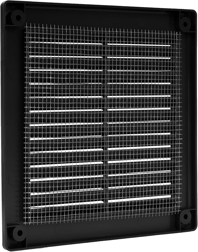 Vent Systems 4.5" x 4.5" Inch (Opening Dimensions) - Pack of 5 - Plastic Black Soffit Vent Cover - Flat Square Air Vent Grille - Air Vent Deflector - HVAC 5.9" x 5.9" Inch (Overall Dimensions)