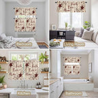 Kitchen Curtains Tiers and Valance Set of 3, Vintage Country Light Filtering Window Curtain Set, Vintage Rustic Texas Stars Plants Branch Rod Pocket Curtain Drapes for Living Room, 36 Inches Tiers