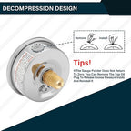 MEASUREMAN 2-1/2 inch Dial Size, Liquid Filled Pressure Gauge, 0-300psi/2000kpa, 304 Stainless Steel Case, 1/4 inch NPT Back Mount