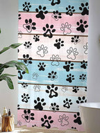 Sheer Curtains 84 Inches Long, Blue Pink Dog Paws Prints Semi Sheer Curtains Light Filtering Window Treatment, Farmhouse Beige Wood Privacy Voile Drapes for Living Room Bedroom 52x84 Inch