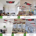Fluorescent Light Covers for Ceiling Lights Love Heart Stone Magnetic Light Filters 3 Pack 4x2 ft Black Red Ceiling Lights Cover for Classroom Office School Home Drop Lamp Decor