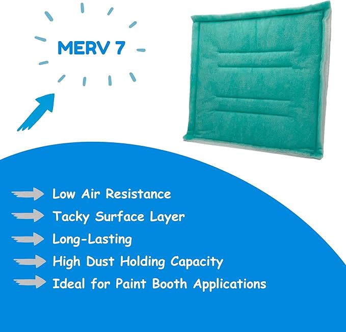 Spray Booth Intake Tacky Filter Panel, Internal Frame (8/case, 20" x 48")